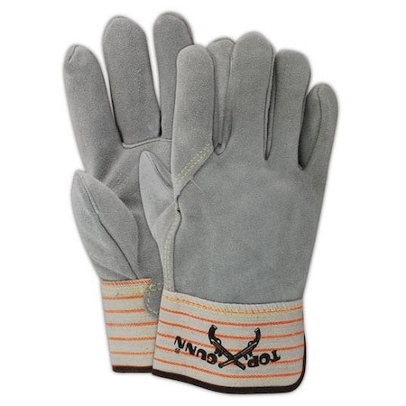 Magid Leather Gloves, Wing Thumb, Gray, 12 PK T373BK
